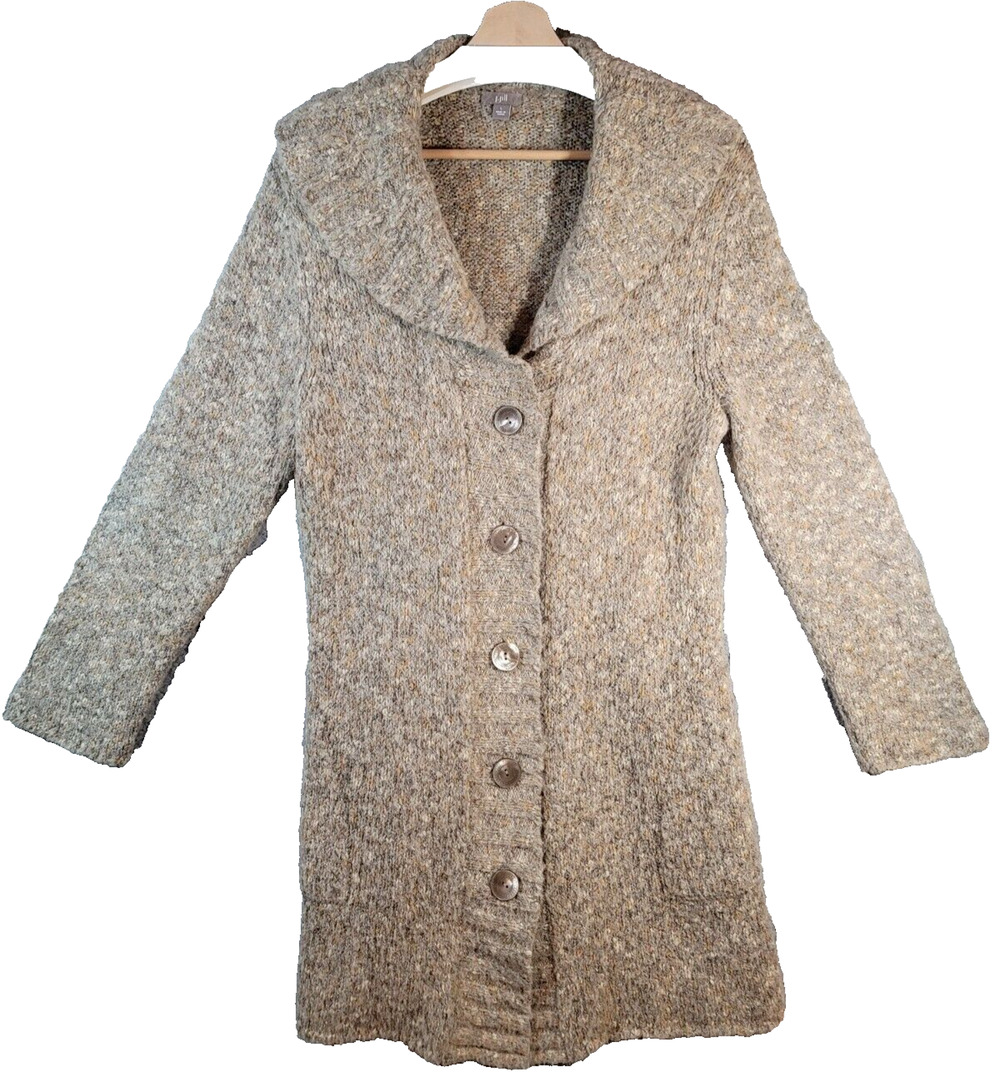 J. Jill Alpaca Blend Cardigan Button Down Knit Long Gold Size Large Comfy BOHO